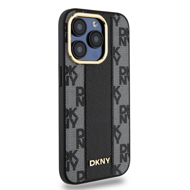 Apple iPhone 15 Pro Case DKNY Original Licensed MagSafe Charging Feature 3D Written Checkered Pattern Cover - 7