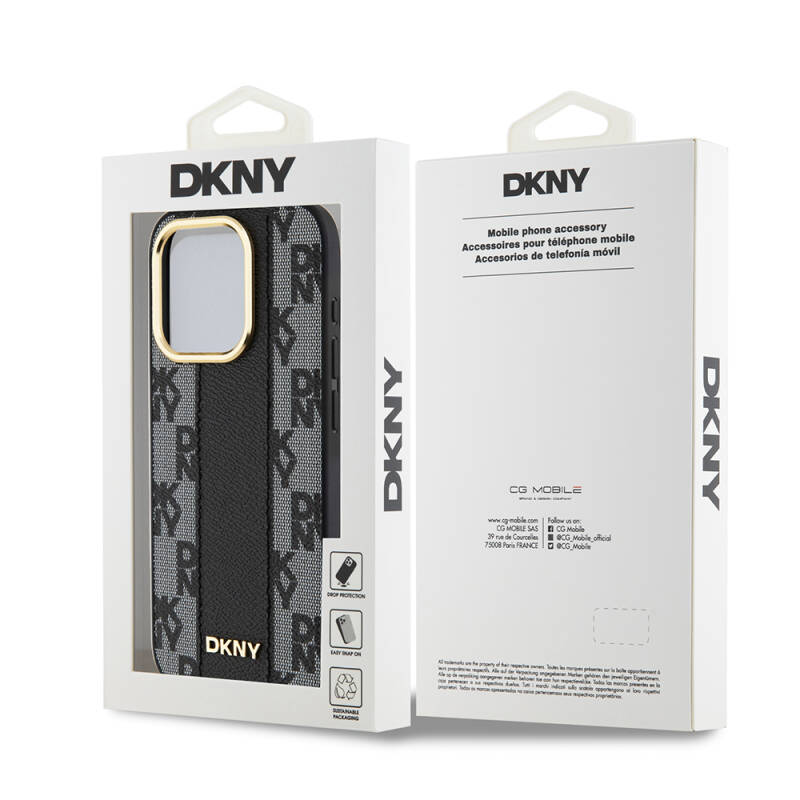 Apple iPhone 15 Pro Case DKNY Original Licensed MagSafe Charging Feature 3D Written Checkered Pattern Cover - 9