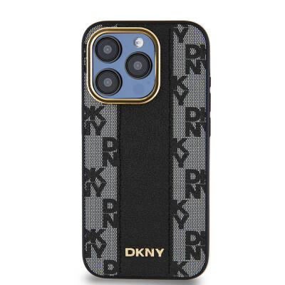 Apple iPhone 15 Pro Case DKNY Original Licensed MagSafe Charging Feature 3D Written Checkered Pattern Cover - 8