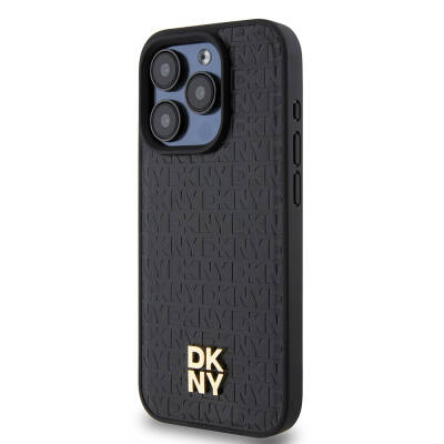 Apple iPhone 15 Pro Case DKNY Original Licensed Magsafe Charging Feature 3D Written Repeat Pattern Cover - 3