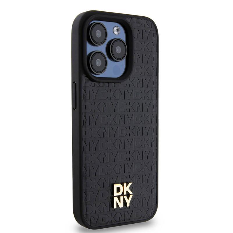 Apple iPhone 15 Pro Case DKNY Original Licensed Magsafe Charging Feature 3D Written Repeat Pattern Cover - 4