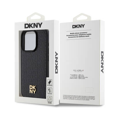 Apple iPhone 15 Pro Case DKNY Original Licensed Magsafe Charging Feature 3D Written Repeat Pattern Cover - 9