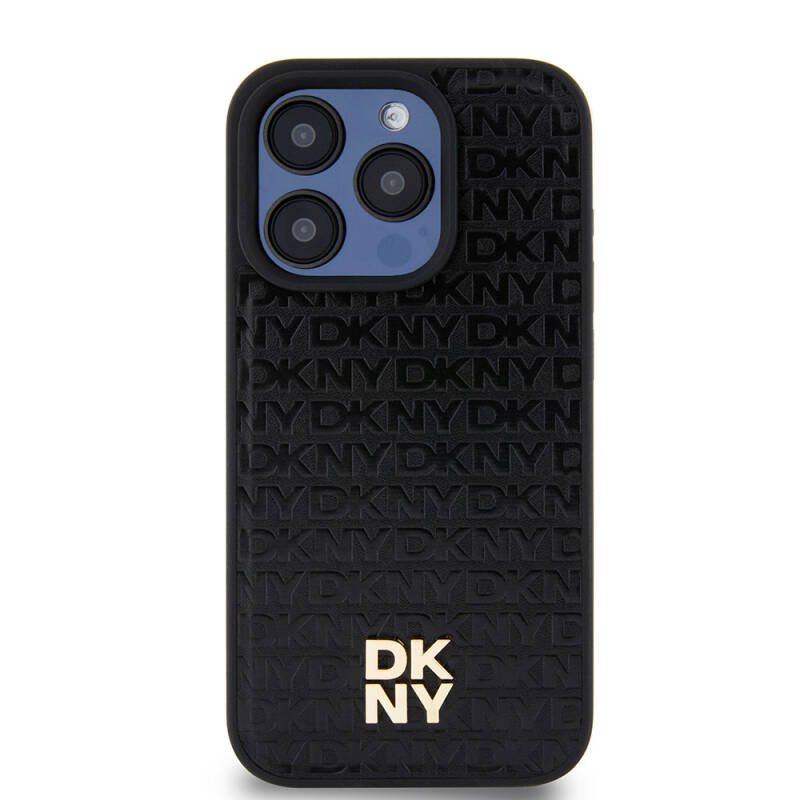 Apple iPhone 15 Pro Case DKNY Original Licensed Magsafe Charging Feature 3D Written Repeat Pattern Cover - 5