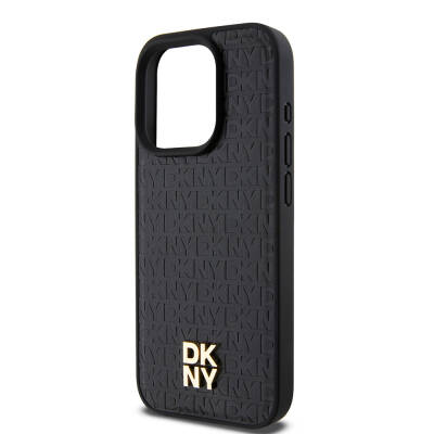 Apple iPhone 15 Pro Case DKNY Original Licensed Magsafe Charging Feature 3D Written Repeat Pattern Cover - 7