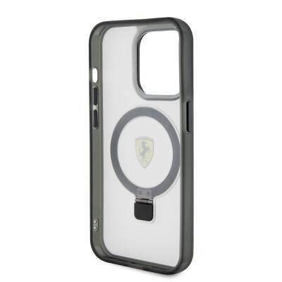 Apple iPhone 15 Pro Case Ferrari Magsafe Frosted Surface Design Cover with Charging Feature Stand - 7