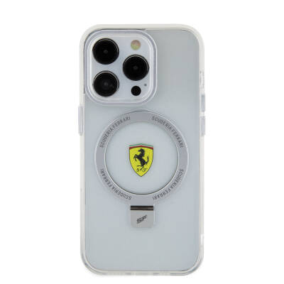 Apple iPhone 15 Pro Case Ferrari Magsafe Frosted Surface Design Cover with Charging Feature Stand - 22