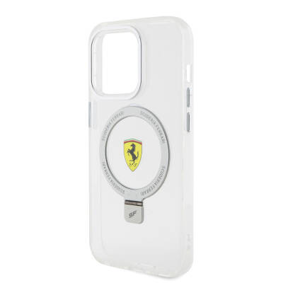 Apple iPhone 15 Pro Case Ferrari Magsafe Frosted Surface Design Cover with Charging Feature Stand - 29