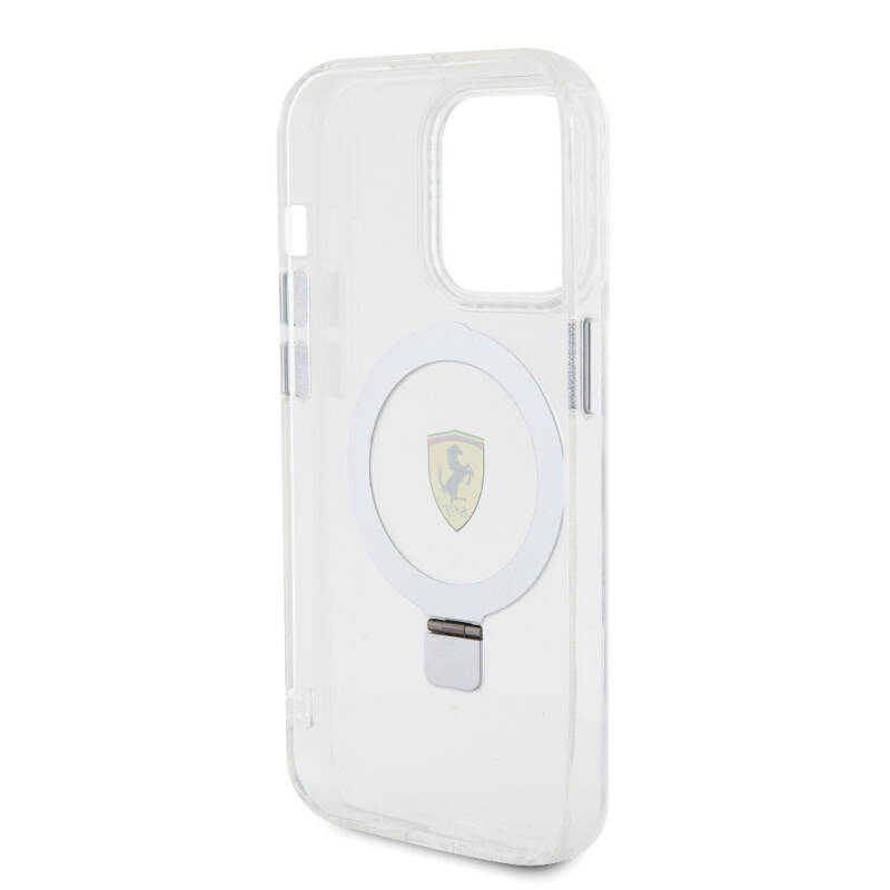 Apple iPhone 15 Pro Case Ferrari Magsafe Frosted Surface Design Cover with Charging Feature Stand - 30