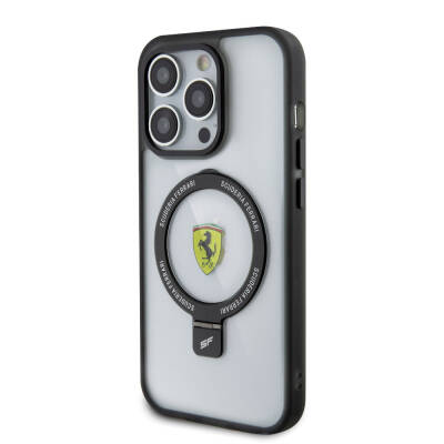 Apple iPhone 15 Pro Case Ferrari Magsafe Frosted Surface Design Cover with Charging Feature Stand - 19