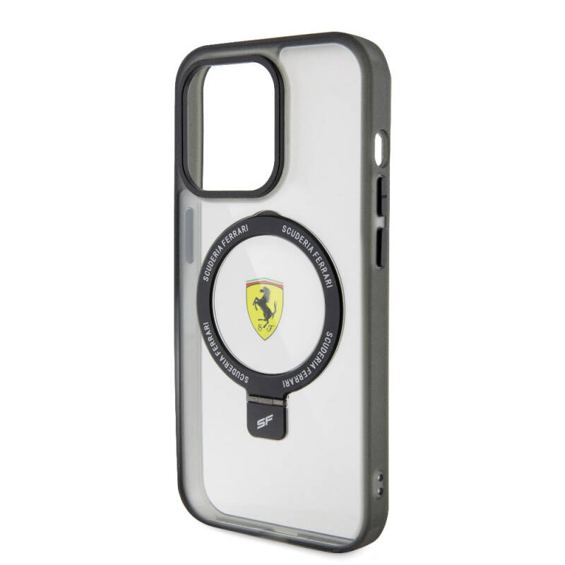 Apple iPhone 15 Pro Case Ferrari Magsafe Frosted Surface Design Cover with Charging Feature Stand - 28