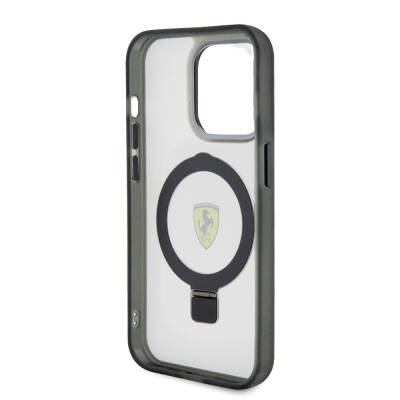 Apple iPhone 15 Pro Case Ferrari Magsafe Frosted Surface Design Cover with Charging Feature Stand - 31