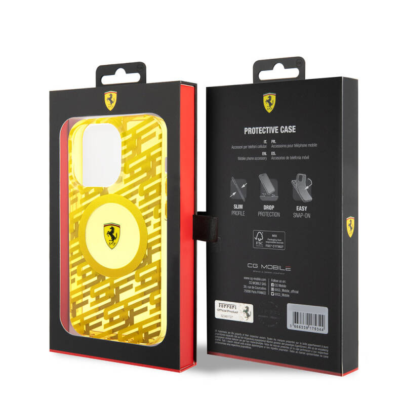 Apple iPhone 15 Pro Case Ferrari Original Licensed Magsafe Charging Feature Multi SF Cover - 17