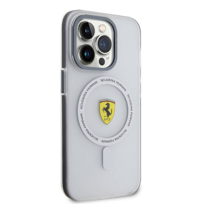 Apple iPhone 15 Pro Case Ferrari Original Licensed Magsafe Charging Featured Contrast Bumper SF Ring Cover - 4