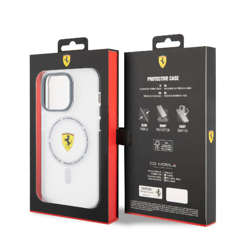 Apple iPhone 15 Pro Case Ferrari Original Licensed Magsafe Charging Featured Contrast Bumper SF Ring Cover - 8