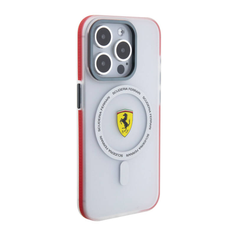 Apple iPhone 15 Pro Case Ferrari Original Licensed Magsafe Charging Featured Contrast Bumper SF Ring Cover - 13