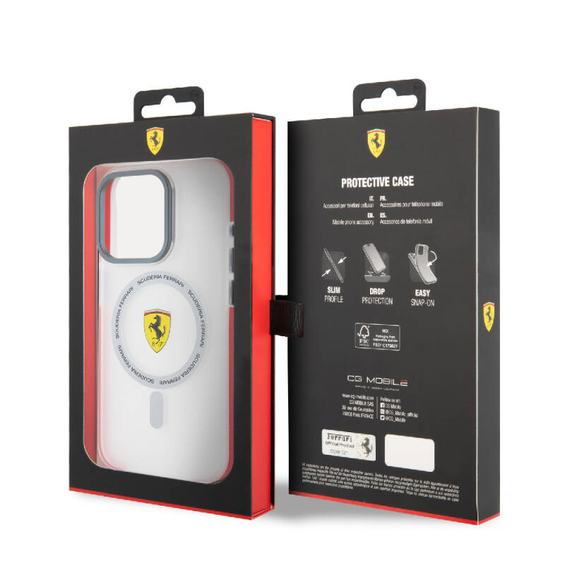 Apple iPhone 15 Pro Case Ferrari Original Licensed Magsafe Charging Featured Contrast Bumper SF Ring Cover - 17