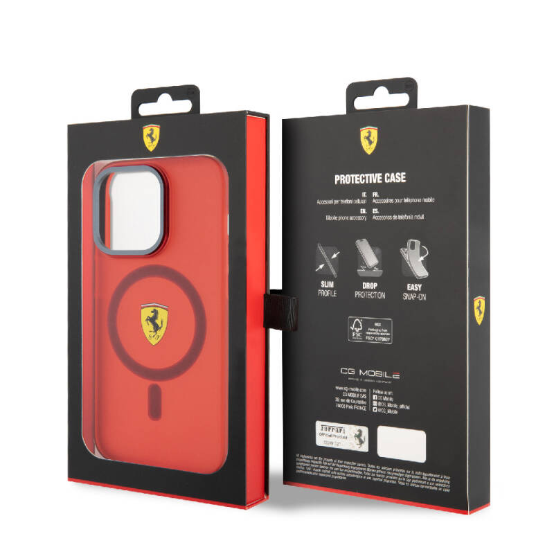 Apple iPhone 15 Pro Case Ferrari Original Licensed Magsafe Contrast Bumper Charge Feature Cover - 16