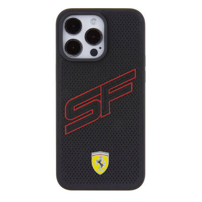  Apple iPhone 15 Pro Case Ferrari Original Licensed PU Perforated Back Surface Metal Logo Stitched Large SF Lettering Cover - 3