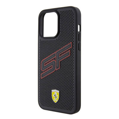  Apple iPhone 15 Pro Case Ferrari Original Licensed PU Perforated Back Surface Metal Logo Stitched Large SF Lettering Cover - 6