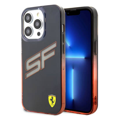 Apple iPhone 15 Pro Case Ferrari Original Licensed Transparent SF Written Color Transition Edges Cover - 1