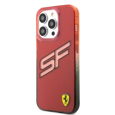 Apple iPhone 15 Pro Case Ferrari Original Licensed Transparent SF Written Color Transition Edges Cover - 11