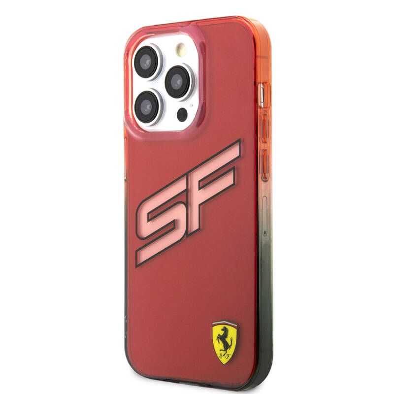 Apple iPhone 15 Pro Case Ferrari Original Licensed Transparent SF Written Color Transition Edges Cover - 11