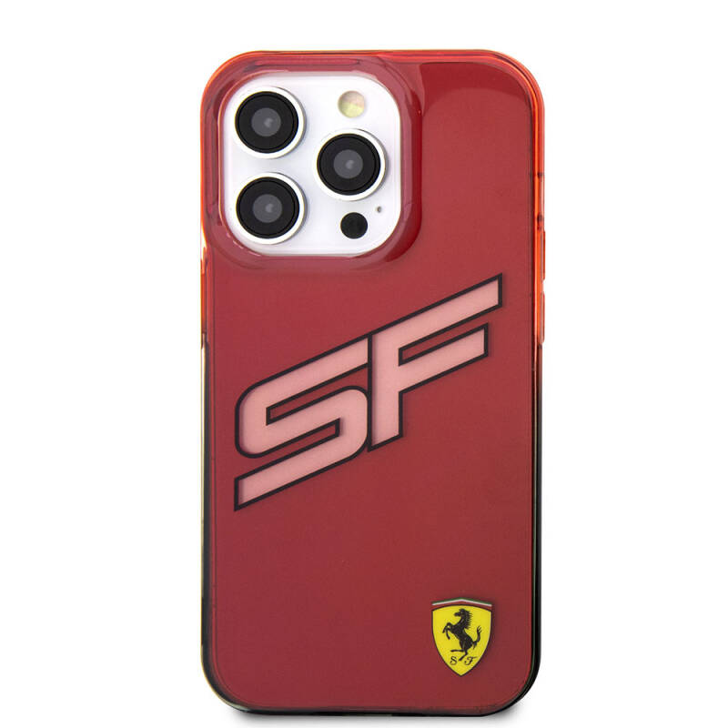 Apple iPhone 15 Pro Case Ferrari Original Licensed Transparent SF Written Color Transition Edges Cover - 12