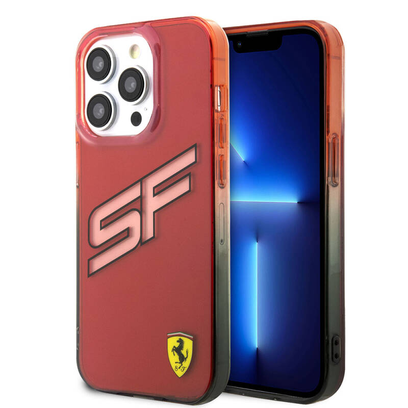 Apple iPhone 15 Pro Case Ferrari Original Licensed Transparent SF Written Color Transition Edges Cover - 10
