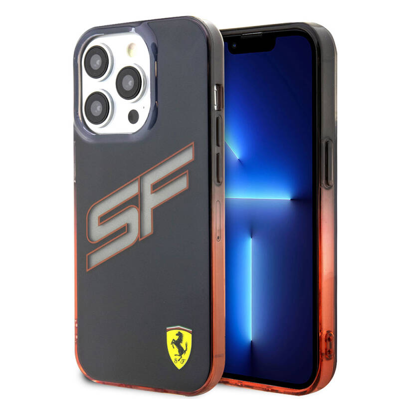 Apple iPhone 15 Pro Case Ferrari Original Licensed Transparent SF Written Color Transition Edges Cover - 8