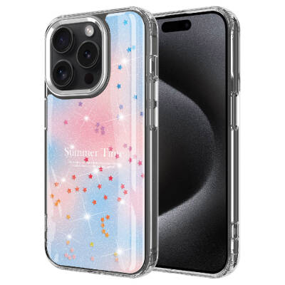 Apple iPhone 15 Pro Case Glitter Patterned Shiny Zore Task Cover - 1