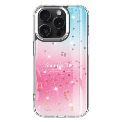 Apple iPhone 15 Pro Case Glitter Patterned Shiny Zore Task Cover - 4