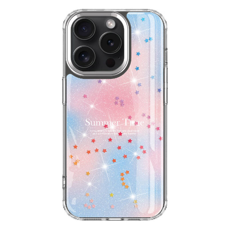 Apple iPhone 15 Pro Case Glitter Patterned Shiny Zore Task Cover - 5