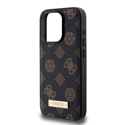 Apple iPhone 15 Pro Case Guess Magsafe Charging Featured PU Leather Patterned Metal Plate Logo Cover - 2