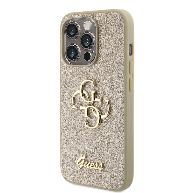 Apple iPhone 15 Pro Case Guess Original Licensed 4G Glitter Cover with Large Metal Logo - 11