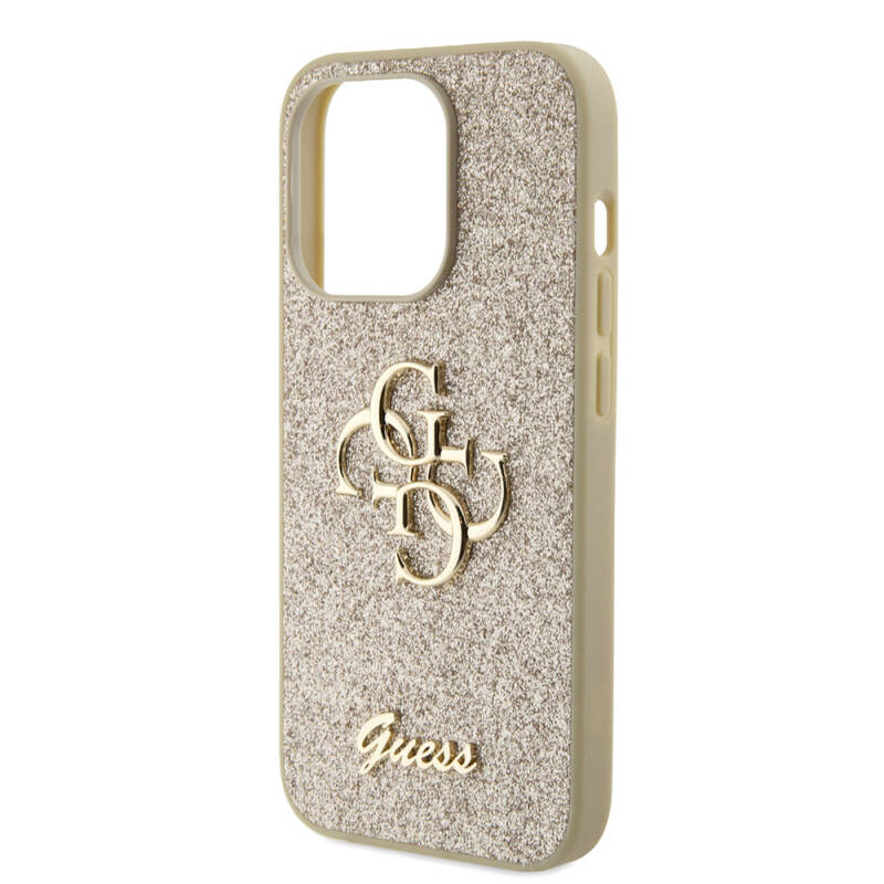 Apple iPhone 15 Pro Case Guess Original Licensed 4G Glitter Cover with Large Metal Logo - 14