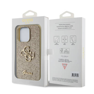 Apple iPhone 15 Pro Case Guess Original Licensed 4G Glitter Cover with Large Metal Logo - 16