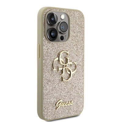 Apple iPhone 15 Pro Case Guess Original Licensed 4G Glitter Cover with Large Metal Logo - 17