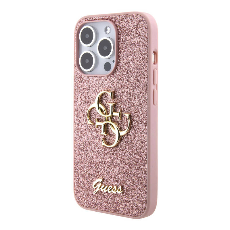 Apple iPhone 15 Pro Case Guess Original Licensed 4G Glitter Cover with Large Metal Logo - 18