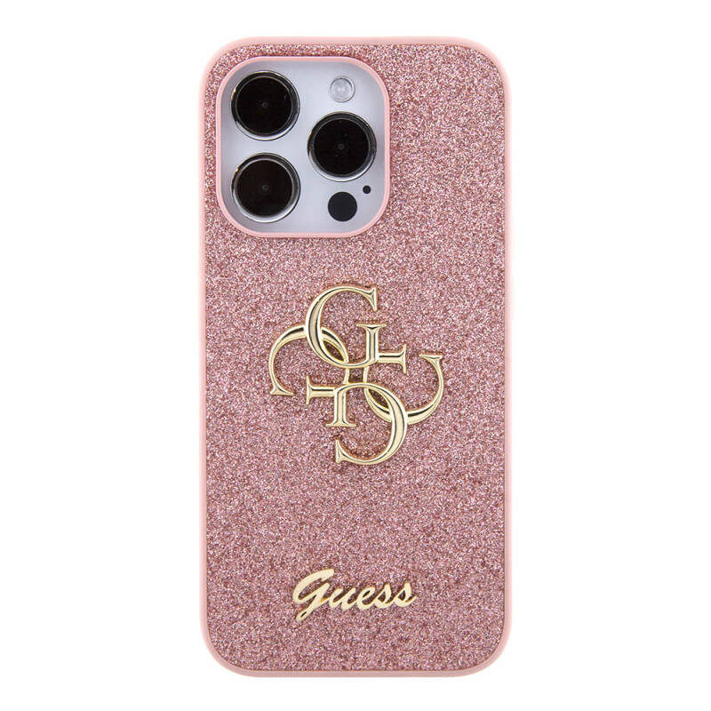 Apple iPhone 15 Pro Case Guess Original Licensed 4G Glitter Cover with Large Metal Logo - 19