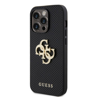 Apple iPhone 15 Pro Case Guess Original Licensed Cover with Perforated Text and 4G Glitter Large Metal Logo - 11