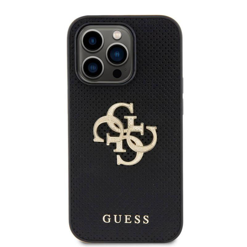 Apple iPhone 15 Pro Case Guess Original Licensed Cover with Perforated Text and 4G Glitter Large Metal Logo - 12