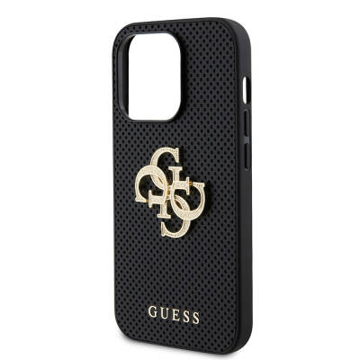 Apple iPhone 15 Pro Case Guess Original Licensed Cover with Perforated Text and 4G Glitter Large Metal Logo - 14