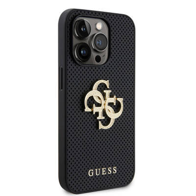 Apple iPhone 15 Pro Case Guess Original Licensed Cover with Perforated Text and 4G Glitter Large Metal Logo - 9