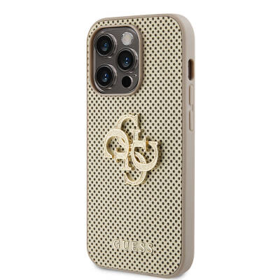 Apple iPhone 15 Pro Case Guess Original Licensed Cover with Perforated Text and 4G Glitter Large Metal Logo - 3