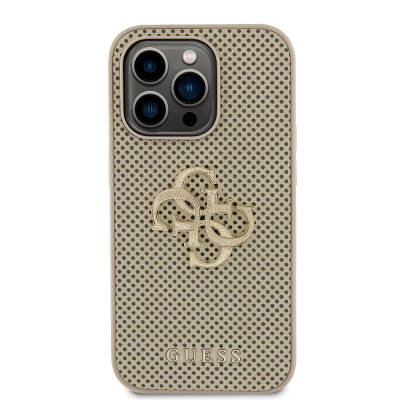 Apple iPhone 15 Pro Case Guess Original Licensed Cover with Perforated Text and 4G Glitter Large Metal Logo - 4