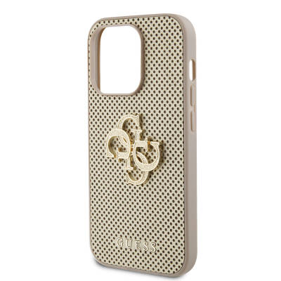 Apple iPhone 15 Pro Case Guess Original Licensed Cover with Perforated Text and 4G Glitter Large Metal Logo - 6