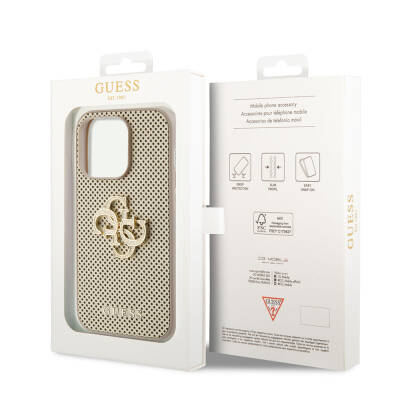 Apple iPhone 15 Pro Case Guess Original Licensed Cover with Perforated Text and 4G Glitter Large Metal Logo - 8