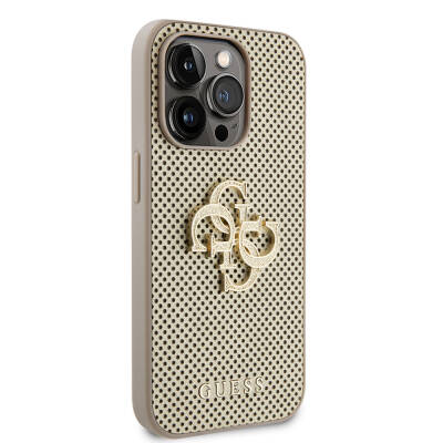 Apple iPhone 15 Pro Case Guess Original Licensed Cover with Perforated Text and 4G Glitter Large Metal Logo - 2