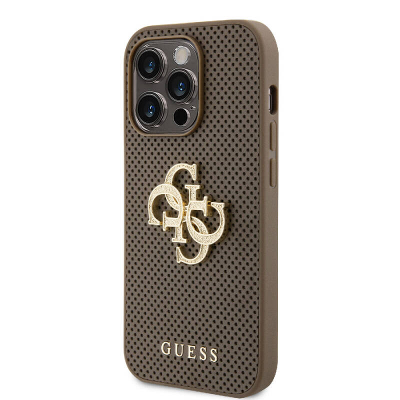 Apple iPhone 15 Pro Case Guess Original Licensed Cover with Perforated Text and 4G Glitter Large Metal Logo - 18