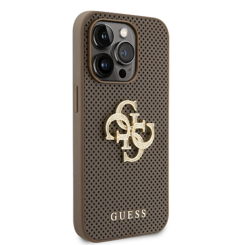 Apple iPhone 15 Pro Case Guess Original Licensed Cover with Perforated Text and 4G Glitter Large Metal Logo - 20